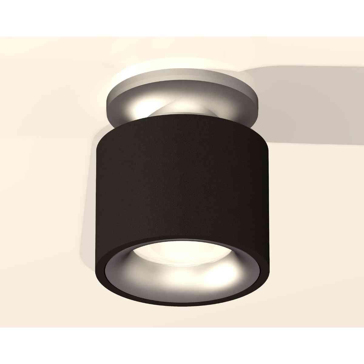 фото комплект накладного светильника ambrella light techno spot xs7511101 sbk/mch черный песок/хром матовый (n7928, c7511, n7013) | 220svet.ru