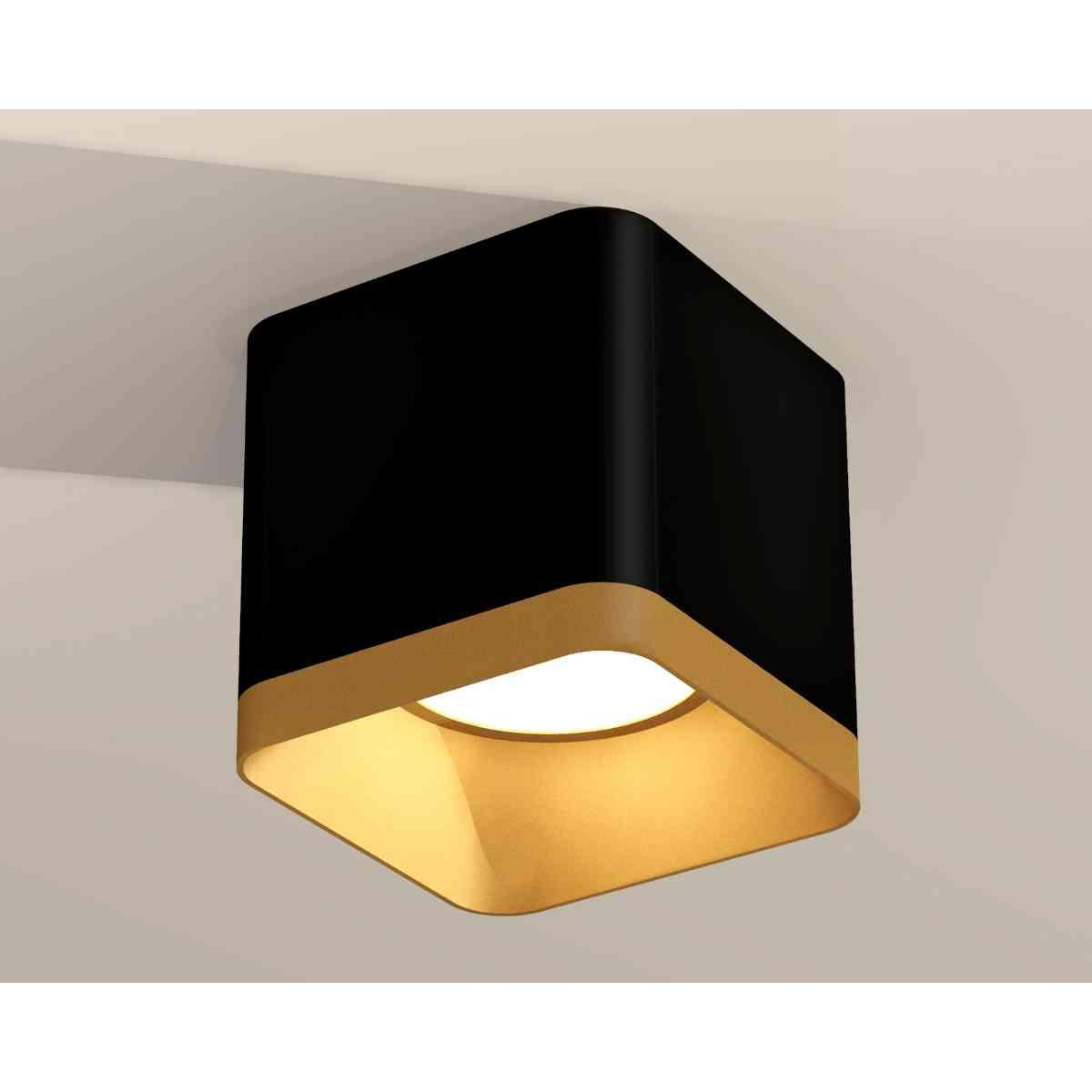 фото комплект накладного светильника ambrella light techno spot xs7806004 sbk/sgd черный песок/золото песок (c7806, n7704) | 220svet.ru