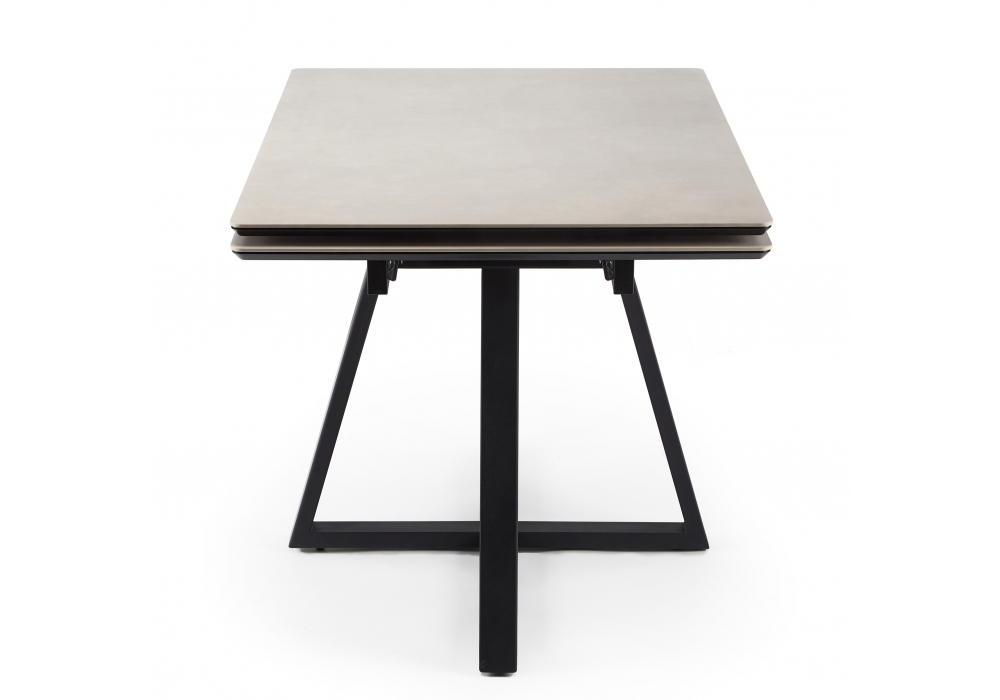 фото керамический стол раскладной woodville памелла 140(200)х80 carmen light grey / черный 625824 | 220svet.ru