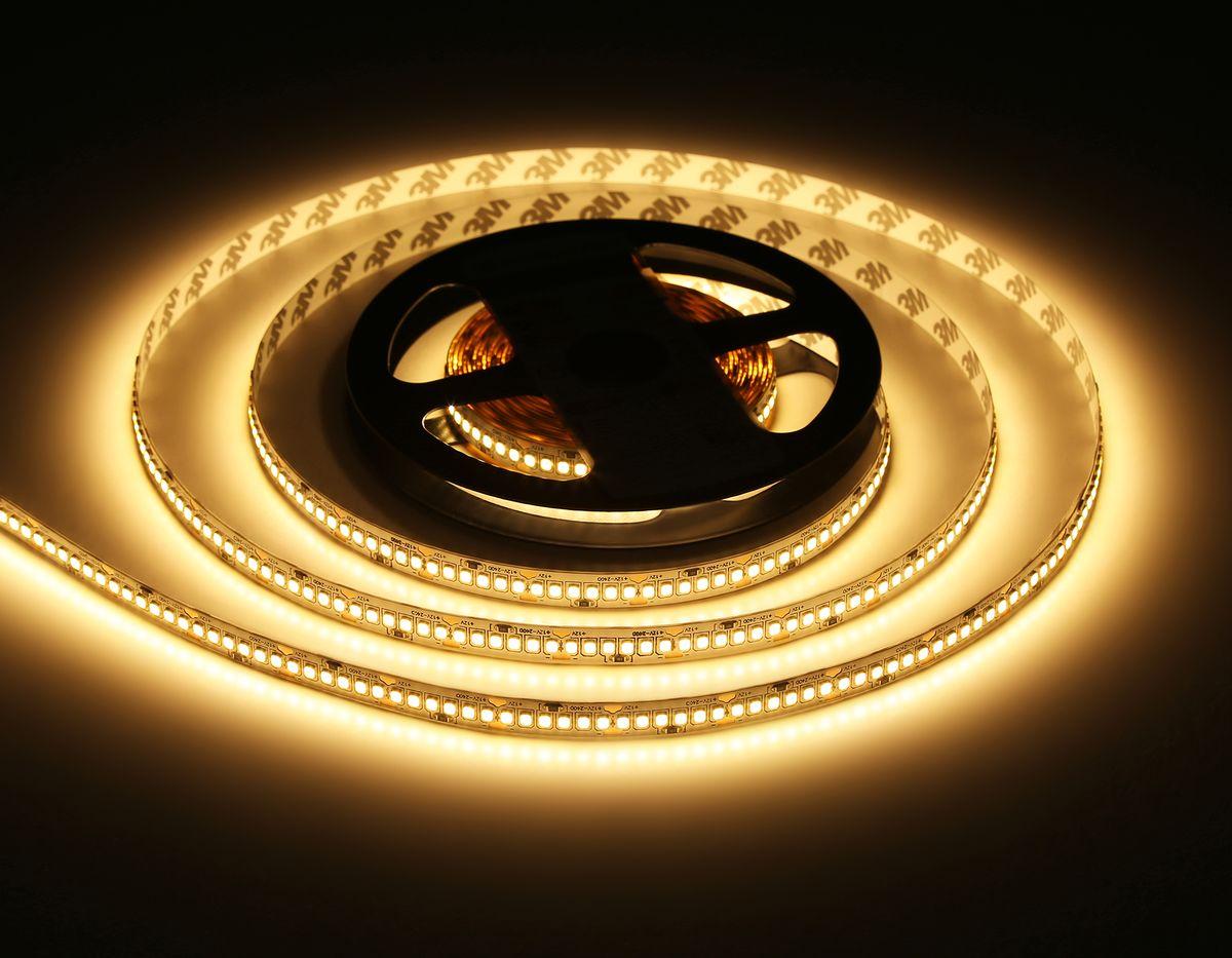 фото светодиодная лента теплый белый ambrella light 17w/m 240led/m 2835smd 3000к 5m gs1401 | 220svet.ru