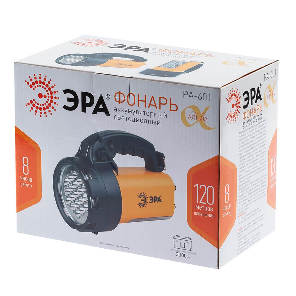 фото фонарь-прожектор светодиодный эра аккумуляторный 225х133 320 лм pa-601 б0031036 | 220svet.ru