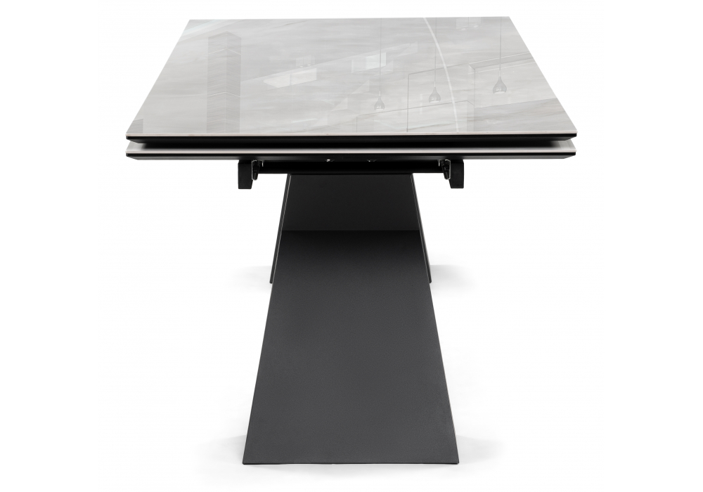 фото керамический стол раскладной woodville денхольм 240(290)х100х75 rystal onyx bianco / черный 588037 | 220svet.ru