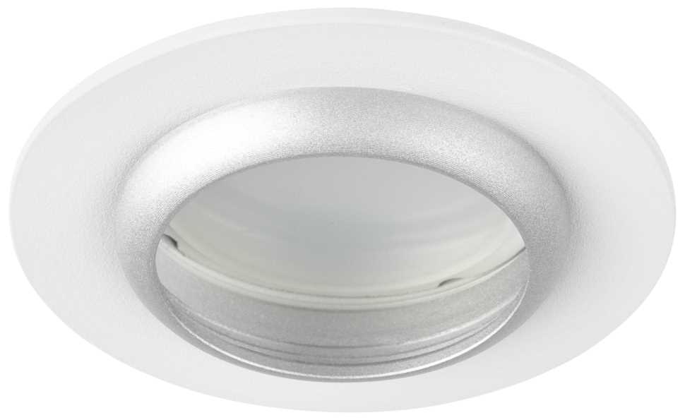 фото светильник встраиваемый алюминиевый эра kl109 wh/sl под лампу mr16 gu5.3 белый/серебро матовый б0061829 | 220svet.ru