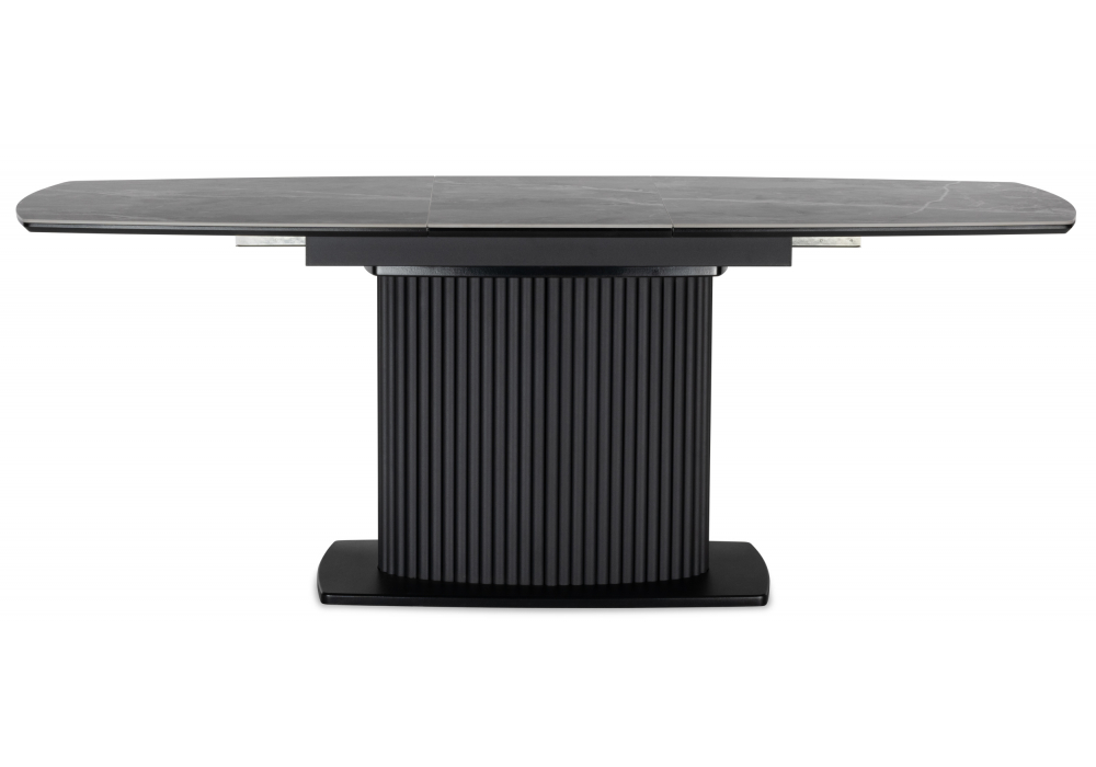 фото керамический стол раскладной woodville фестер 140(180)х80 larka grey / черный 625973 | 220svet.ru