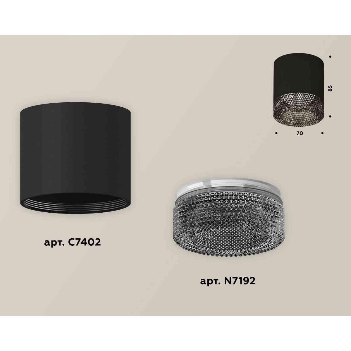 фото комплект накладного светильника ambrella light techno spot xs7402011 sbk/bk черный песок/тонированный (c7402, n7192) | 220svet.ru