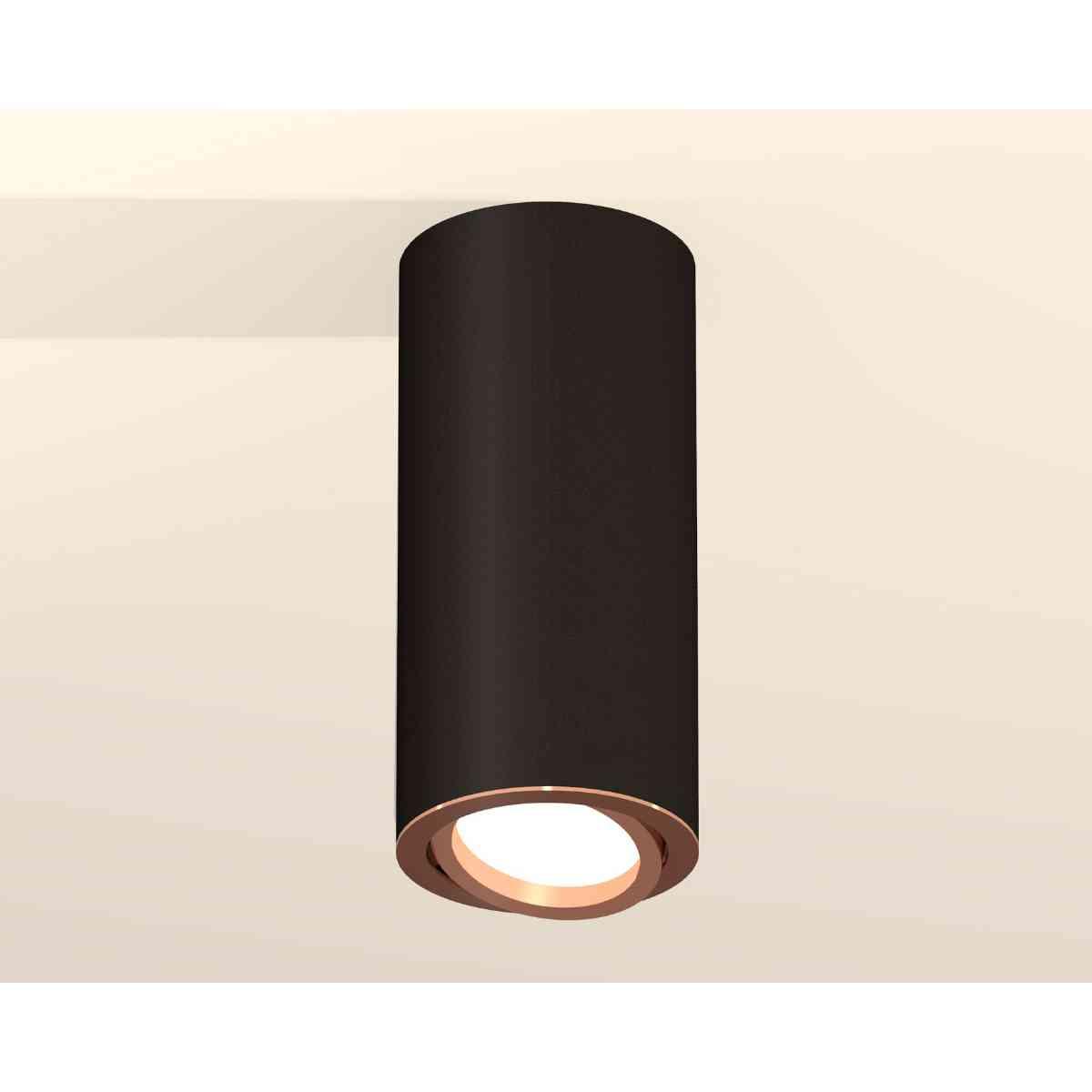 фото комплект накладного светильника ambrella light techno spot xs7443005 sbk/ppg черный песок/золото розовое полированное (c7443, n7005) | 220svet.ru