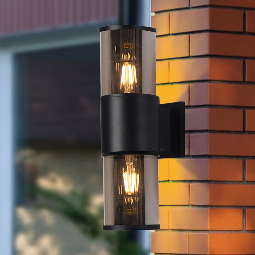 фото светильник садово-парковый feron dh1302, на стену вверх/вниз,  e27 230v, черный 51331 | 220svet.ru