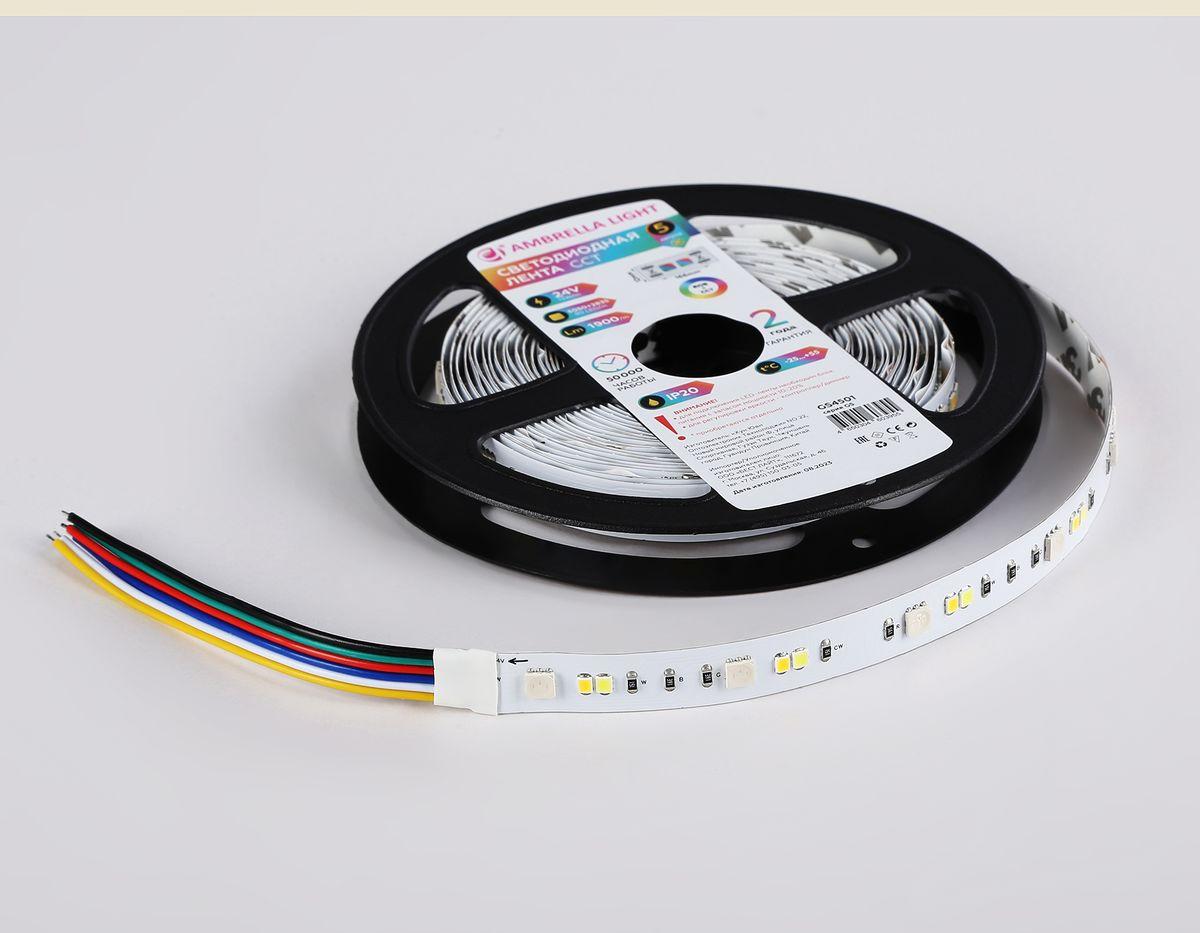 фото светодиодная лента rgb с регулировкой температуры света ambrella light 13w/m 90led/m 5050+2835smd 5m gs4501 | 220svet.ru