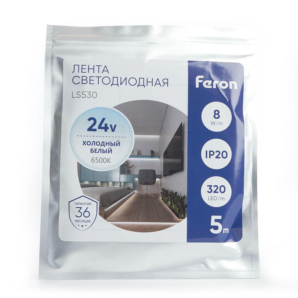 фото светодиодная лента feron 8w/m 320led/m 2110smd холодный белый 5m 48265 | 220svet.ru