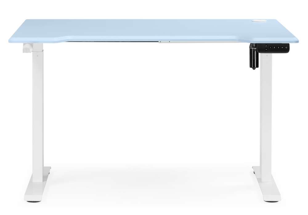 фото компьютерный стол регулируемый woodville маркос 120х75 голубой / белый 614595 | 220svet.ru