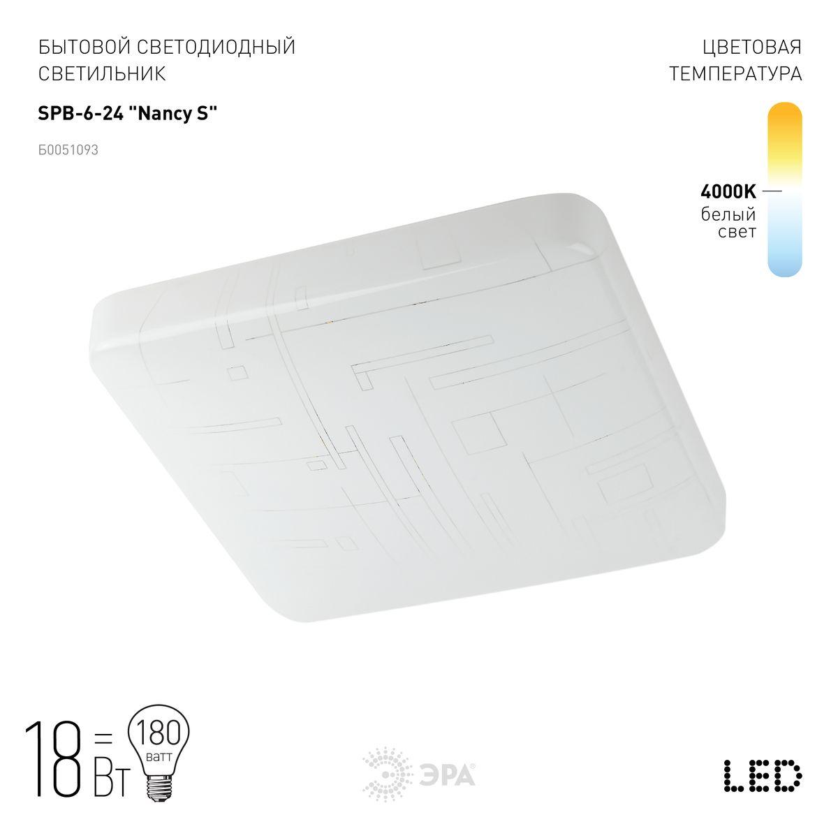 фото потолочный светодиодный светильник эра классик без ду spb-6-24 nancy s б0051093 | 220svet.ru