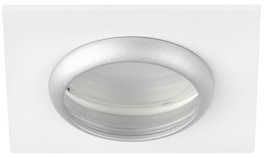 фото светильник встраиваемый алюминиевый эра kl110 wh/sl под лампу mr16 gu5.3 белый/серебро матовый б0061532 | 220svet.ru