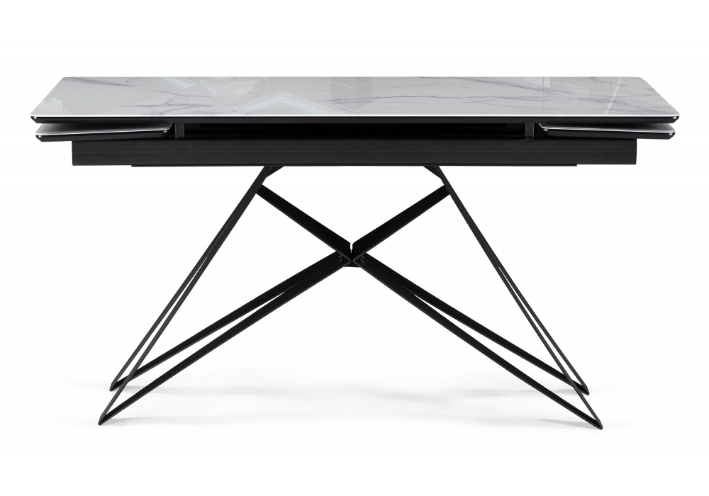 фото стол стеклянный раскладной woodville блэкберн 140(200)х80 кристл белый мрамор 625936 | 220svet.ru