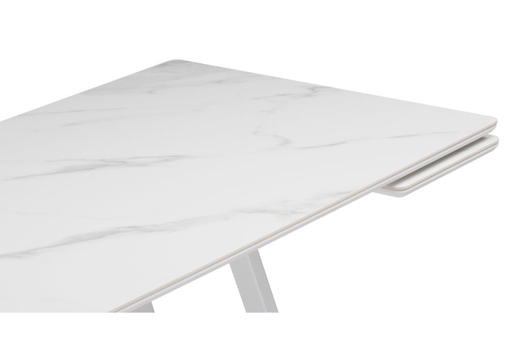 фото керамический стол раскладной 140(200)х80 woodville памелла мрамор белый 617086 | 220svet.ru