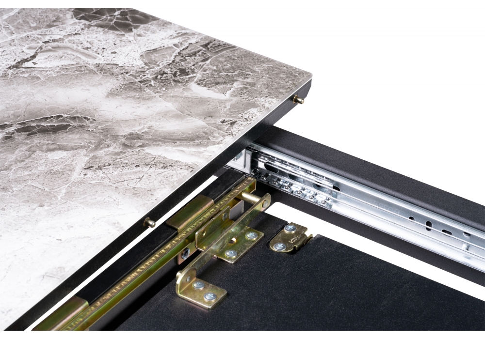 фото стол стеклянный woodville бугун мрамор серый / черный 500005 | 220svet.ru