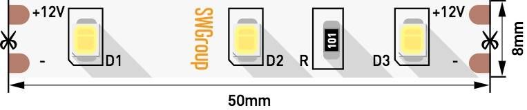 фото лента swg 6,3w/m  60led/m 2835smd дневной белый 5m swg260-12-6.3-nw-м 009459 | 220svet.ru
