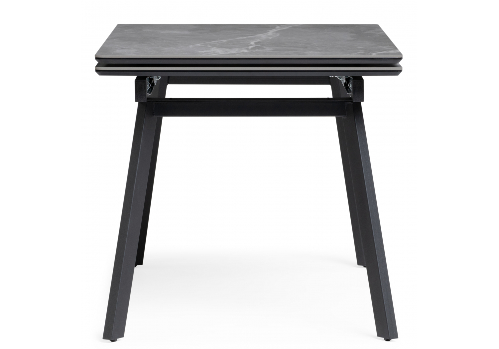 фото керамический стол раскладной 140(200)х80  woodville норман серый мрамор larka grey / черный 612198 | 220svet.ru