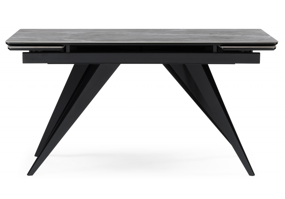 фото керамический стол раскладной woodville дарвин 140(200)х80 серый мрамор larka grey / черный 612205 | 220svet.ru