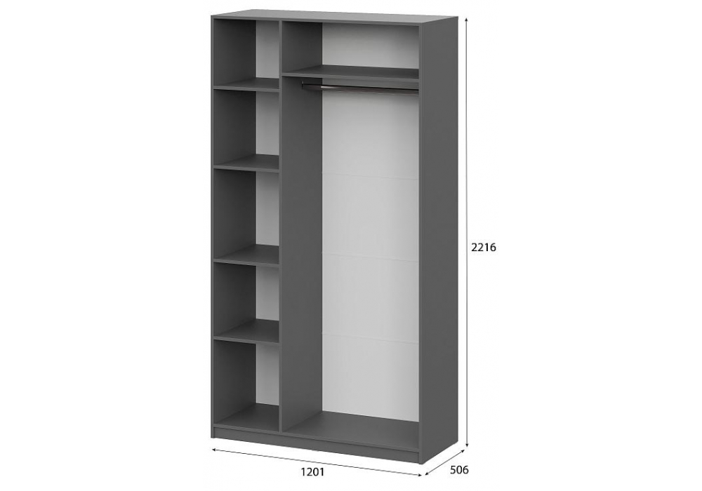 фото шкаф трехстворчатый woodville даиго графит серый 593700 | 220svet.ru