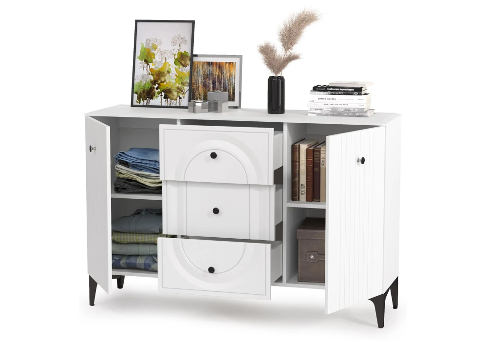 фото комод woodville вестра белая шагрень 457175 | 220svet.ru