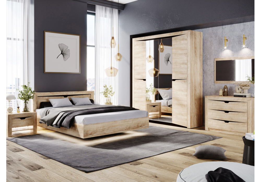 фото двуспальная кровать 160х200 woodville магантия с пм парящая дуб баррик 564779 | 220svet.ru