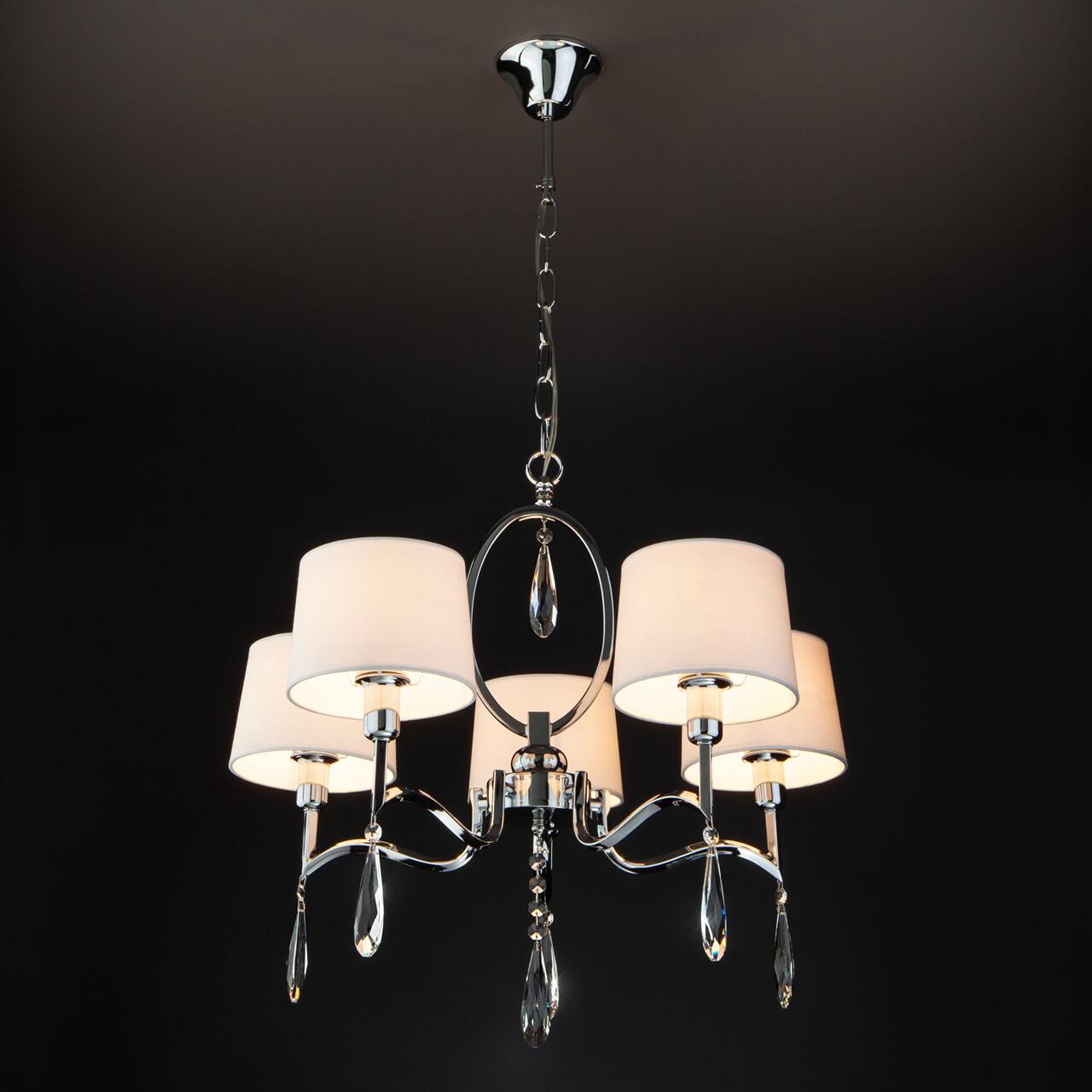 фото подвесная люстра eurosvet 10127/5 хром/прозрачный хрусталь strotskis smart | 220svet.ru