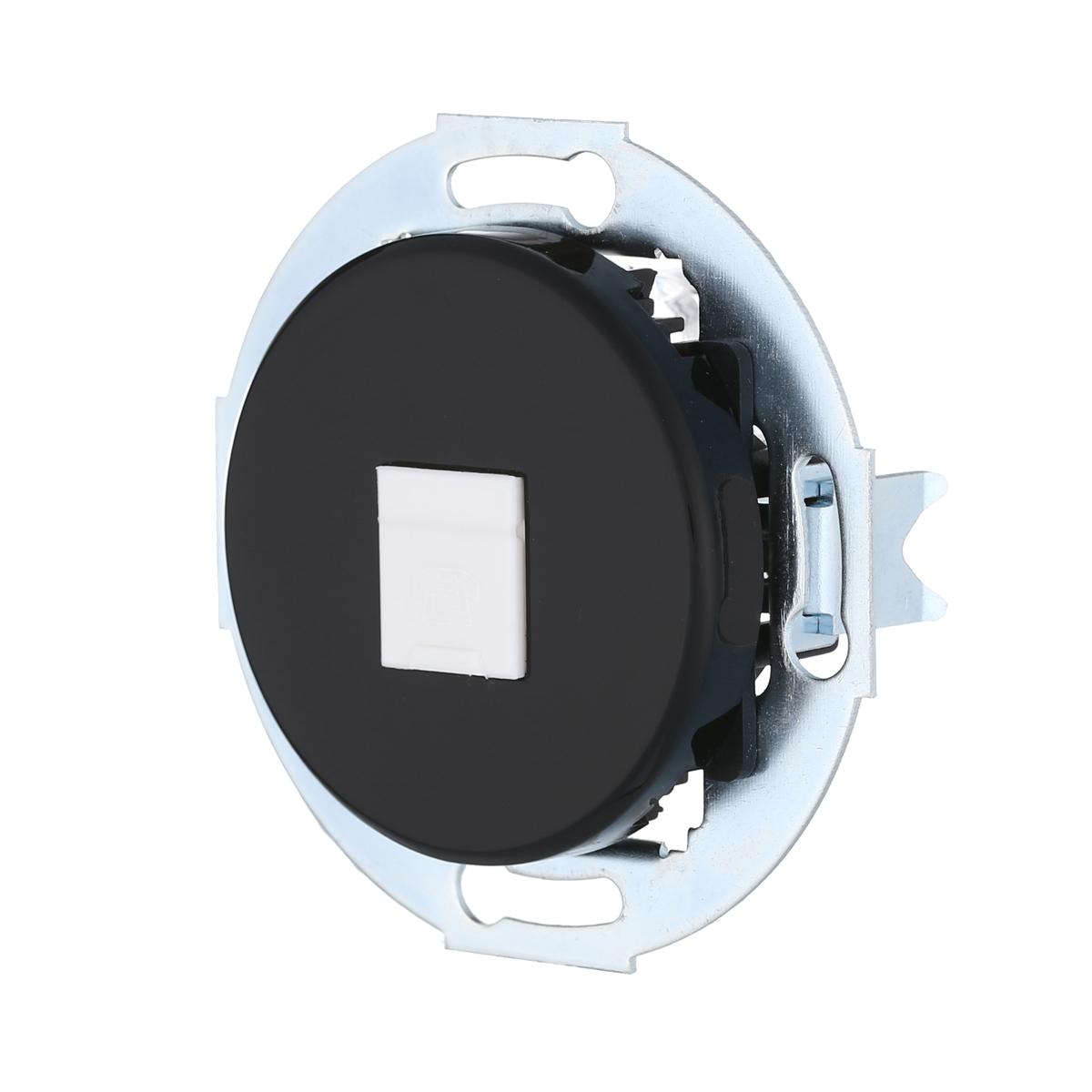 фото розетка lk studio телефонная rj-12 с накладкой (черный) vintage 885508-1 | 220svet.ru