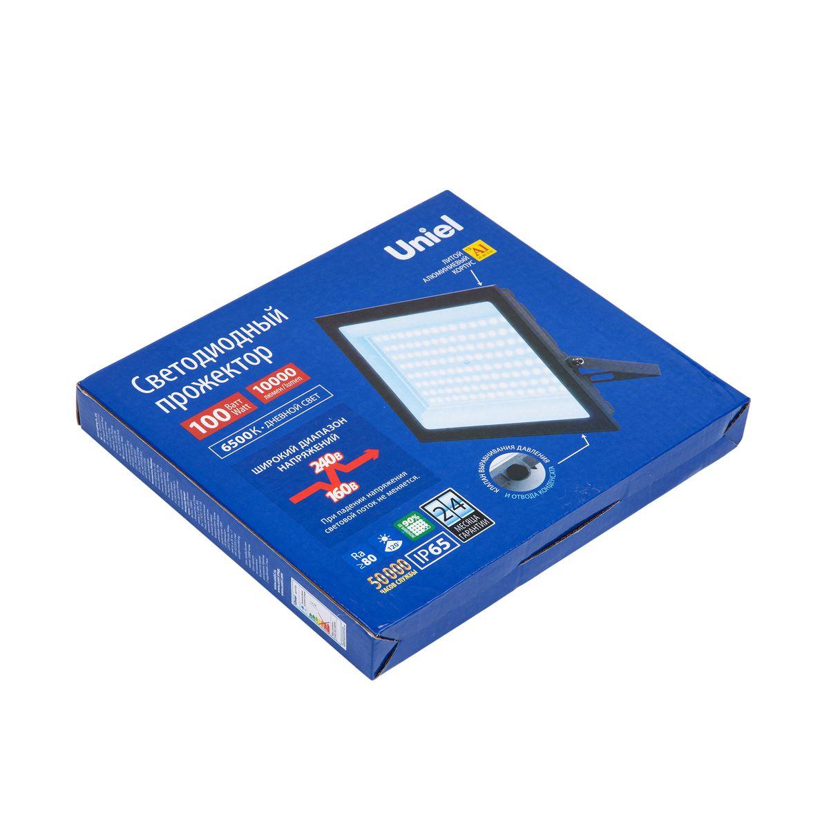 фото прожектор светодиодный uniel ulf-f23-100w/6500k ip65 160-240v grey ul-00011848 | 220svet.ru