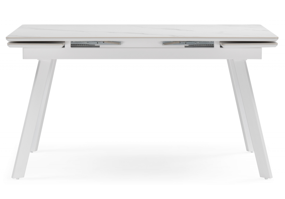 фото керамический стол раскладной 140(200)х80 woodville норман мрамор alpin белый 617085 | 220svet.ru