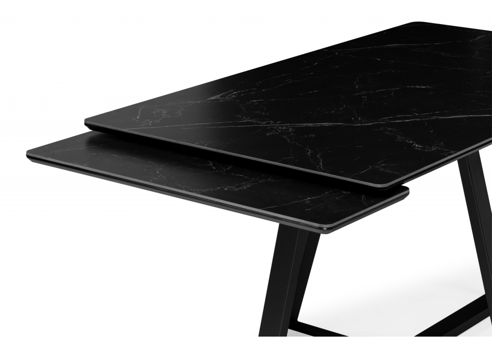 фото керамический стол раскладной woodville памелла 140(200)х80 черный мрамор shakespeare black 612194 | 220svet.ru