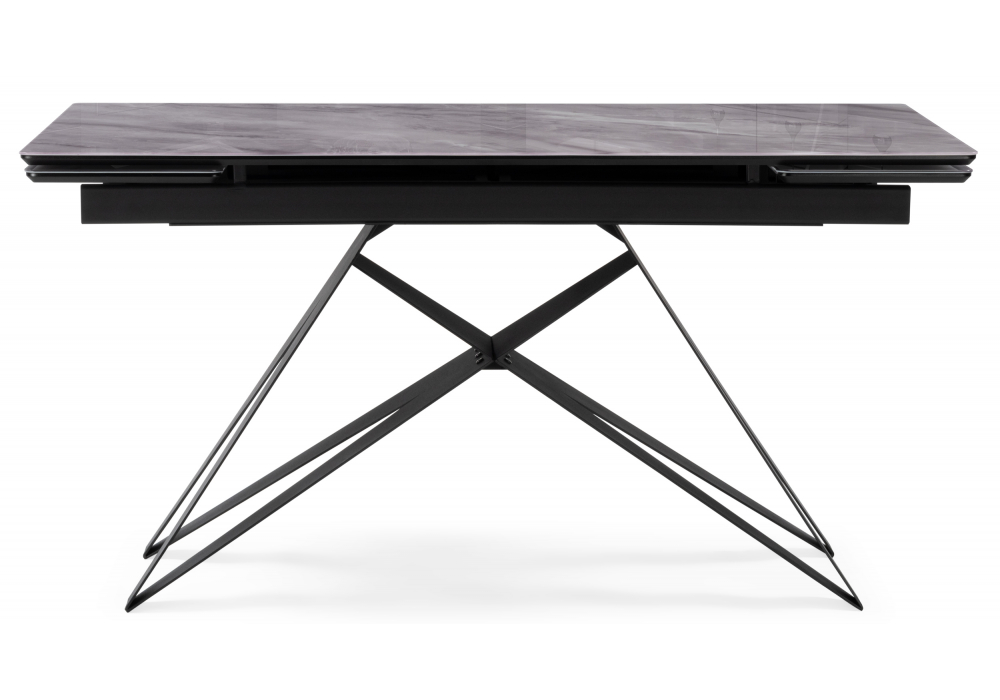 фото стол стеклянный раскладной woodville блэкберн 140(200)х80 кристл серый мрамор 625937 | 220svet.ru