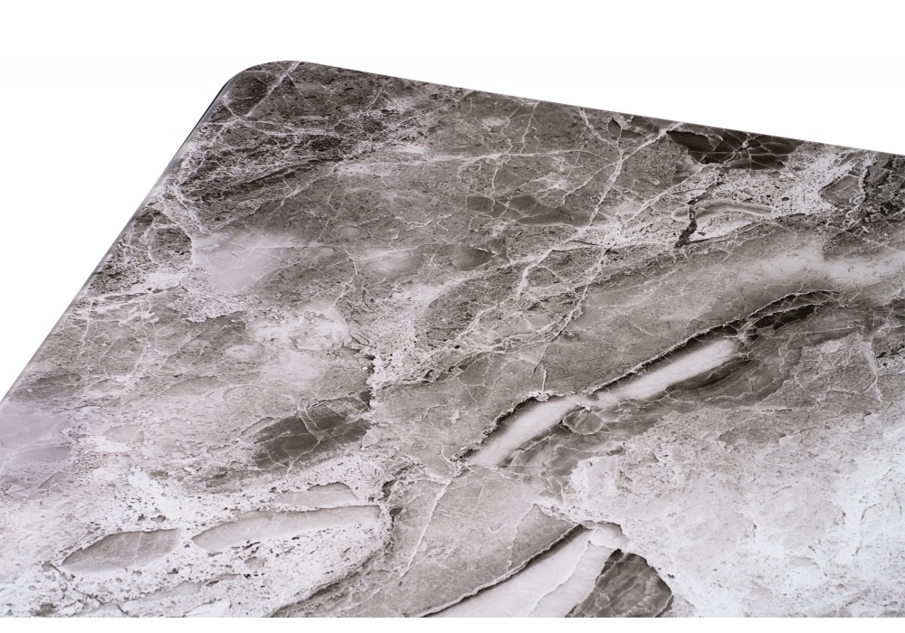 фото стол стеклянный woodville бугун мрамор серый / черный 500005 | 220svet.ru