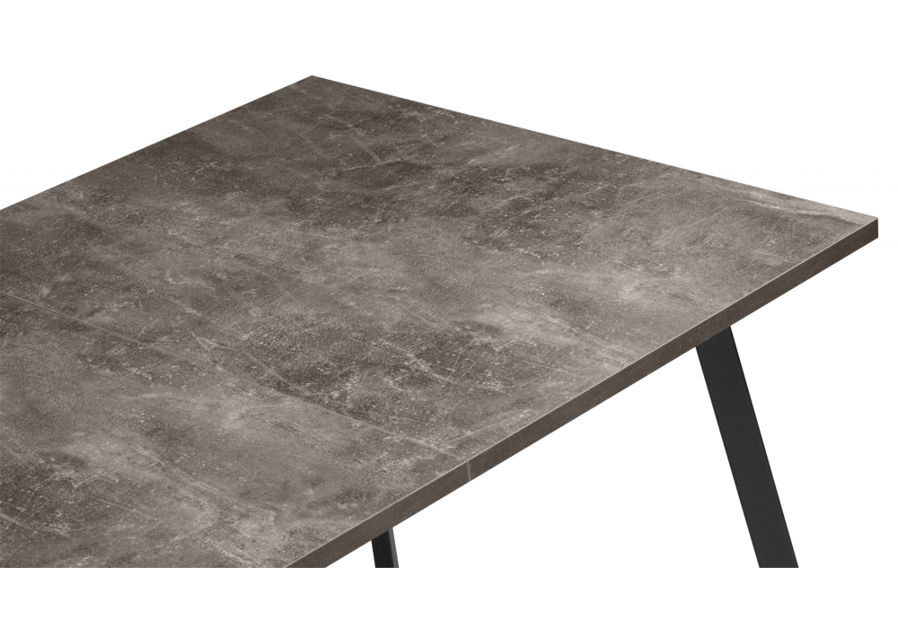 фото стол раскладной woodville кортни 117(157)x77 бетон темный / черный матовый 619219 | 220svet.ru