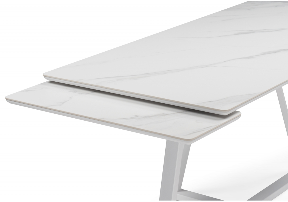 фото керамический стол раскладной 140(200)х80 woodville памелла мрамор белый 617086 | 220svet.ru