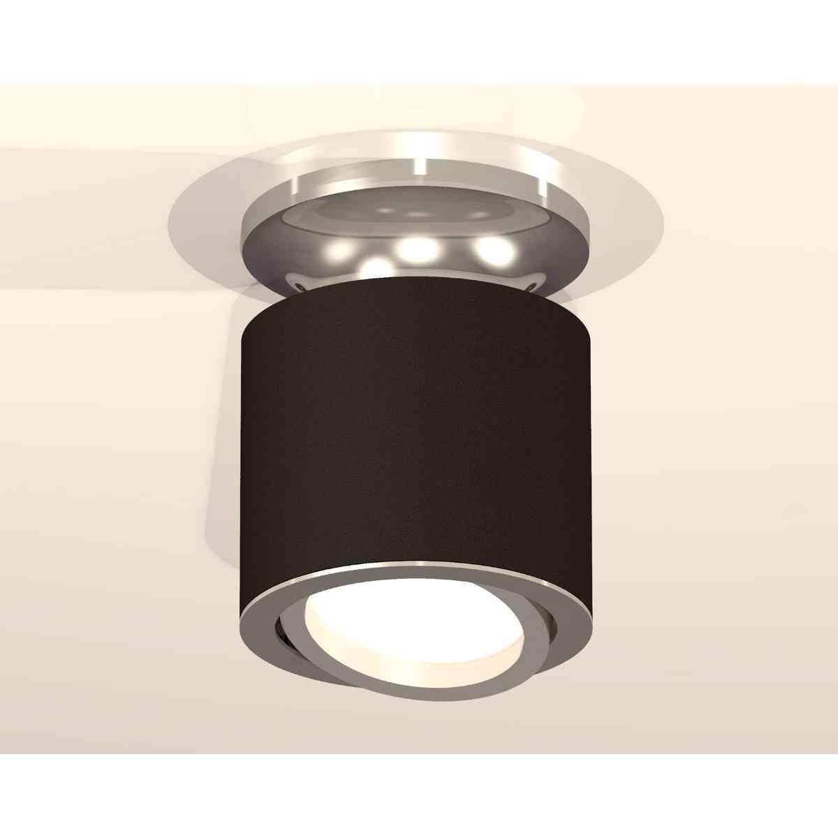 фото комплект накладного светильника ambrella light xs7402081 sbk/psl черный песок/серебро полированное (n7927, c7402, n7003) | 220svet.ru