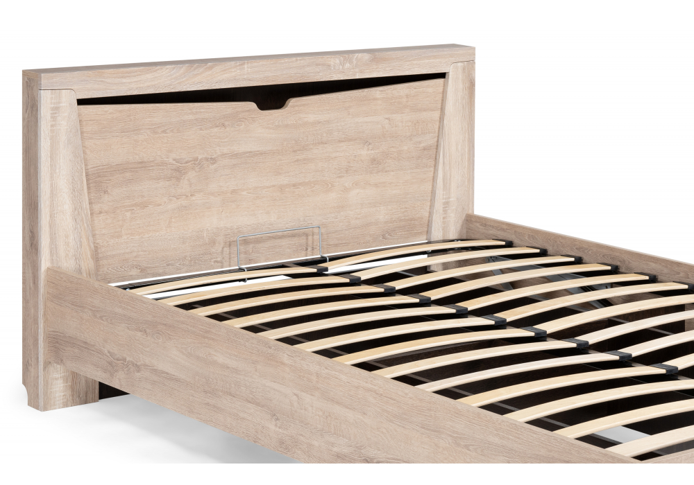 фото полутораспальная кровать 140х200 woodville магантия с пм парящая дуб баррик 533200 | 220svet.ru