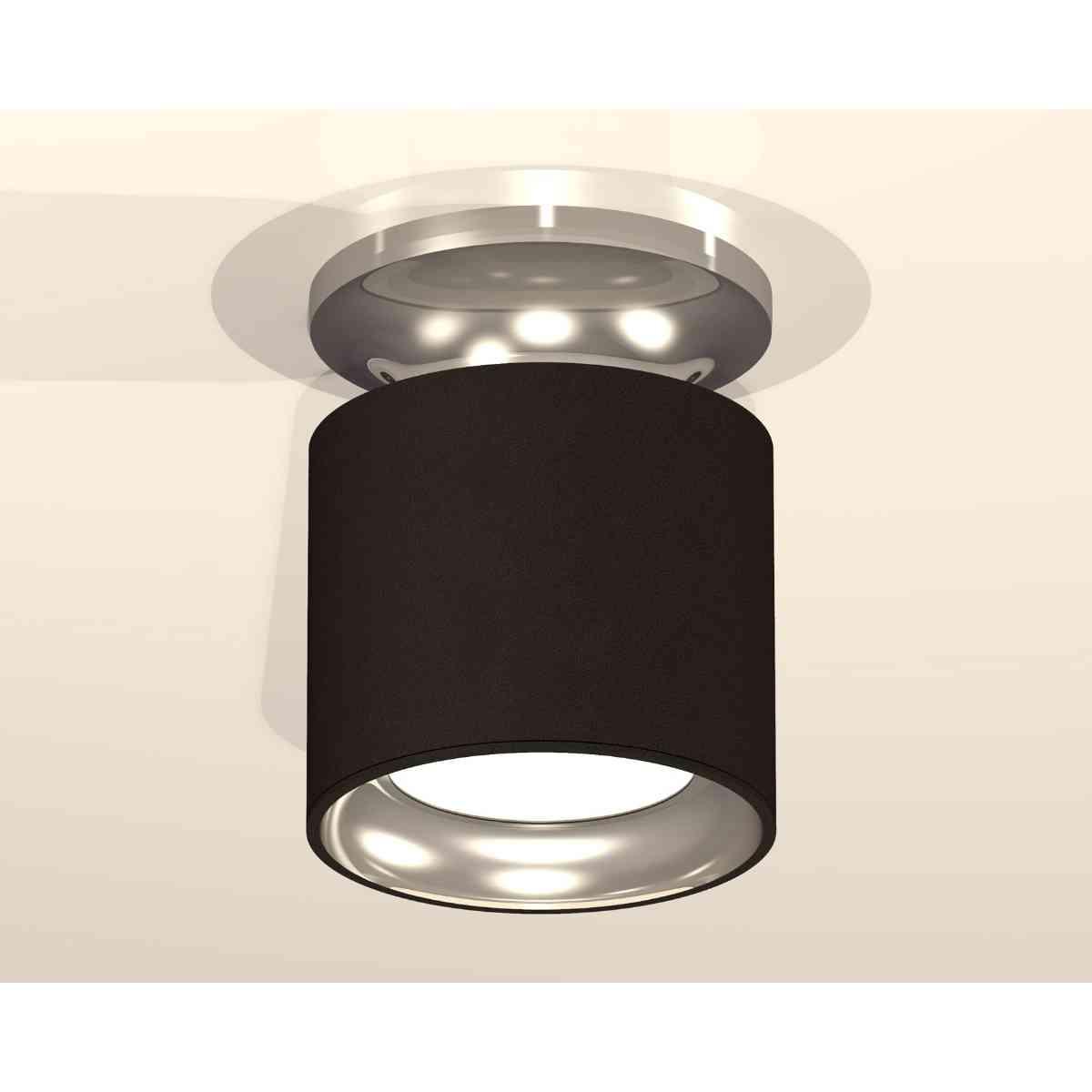 фото комплект накладного светильника ambrella light techno spot xs7402080 sbk/psl черный песок/серебро полированное (n7927, c7402, n7023) | 220svet.ru