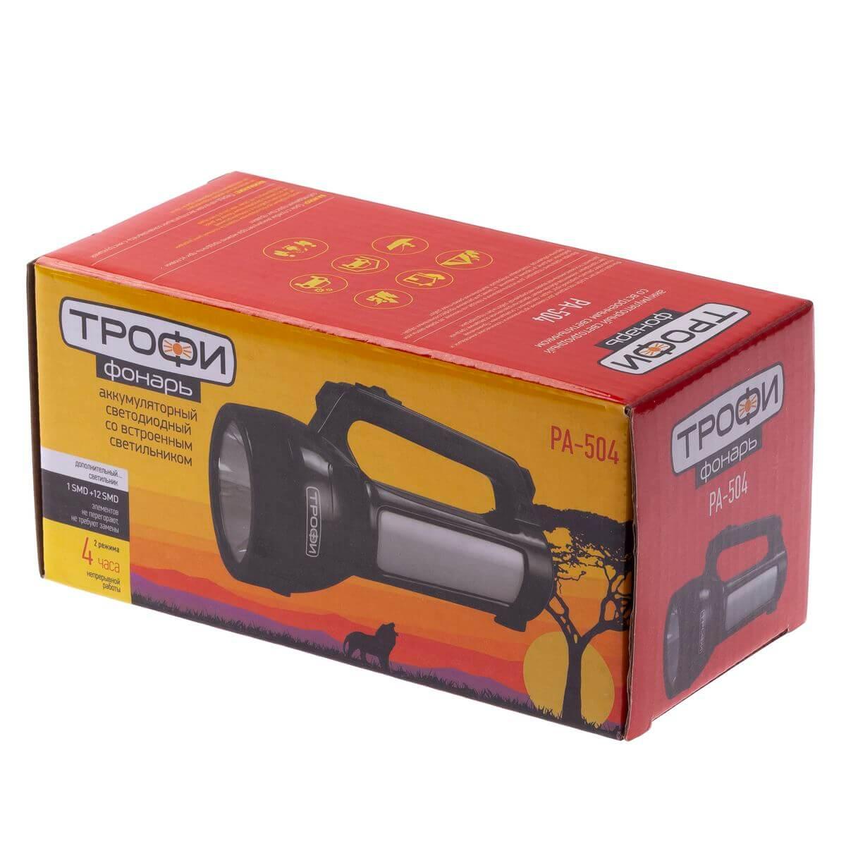 фото фонарь-прожектор светодиодный эра аккумуляторный 170х105х75 100 лм pa-504 б0042439 | 220svet.ru