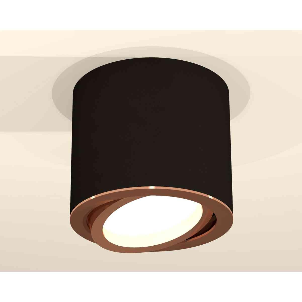 фото комплект накладного светильника ambrella light techno spot xs7402004 sbk/ppg черный песок/золото розовое полированное (c7402, n7005) | 220svet.ru