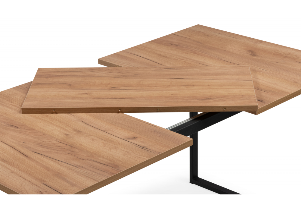 фото стол деревянный раскладной woodville лиман дуб крафт золотой / черный матовый 619210 | 220svet.ru