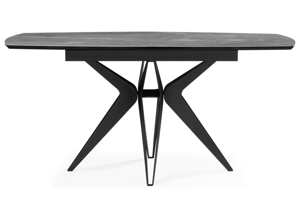 фото керамический стол раскладной 140(180)х80 woodville риполь larka grey / черный 620176 | 220svet.ru