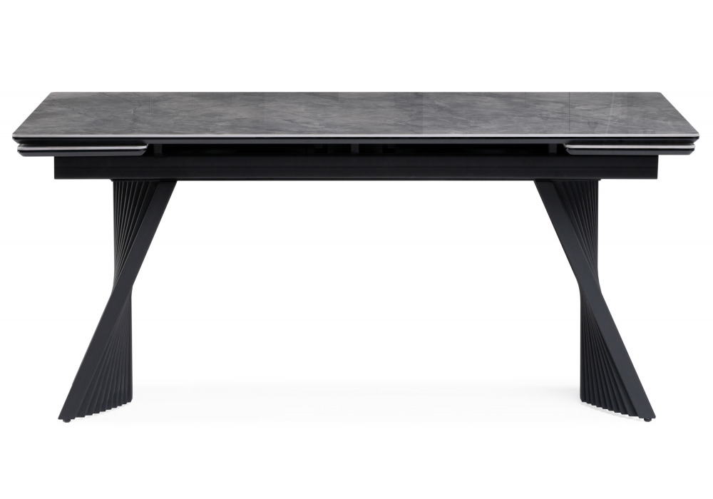фото керамический стол раскладной woodville вейв 160(220)х89х75 серый мрамор baolai / черный 612881 | 220svet.ru