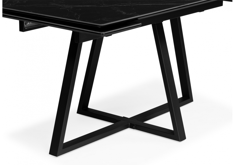 фото керамический стол раскладной 120(180)х80 woodville памелла 120 (180) х 80 черный мрамор 622883 | 220svet.ru