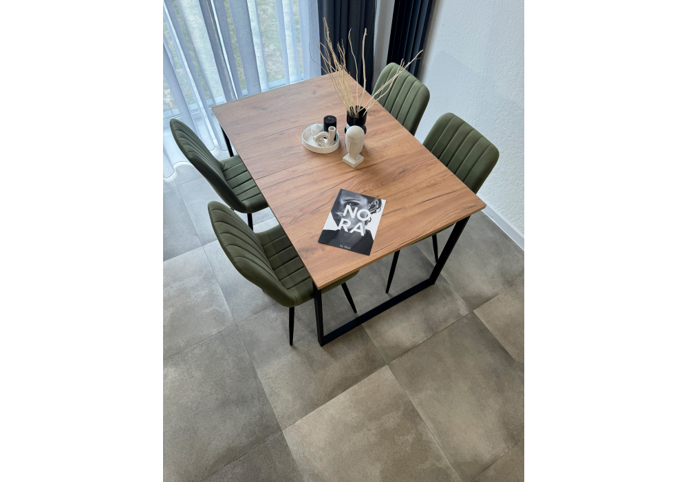 фото стол деревянный раскладной woodville лиман дуб крафт золотой / черный матовый 619210 | 220svet.ru