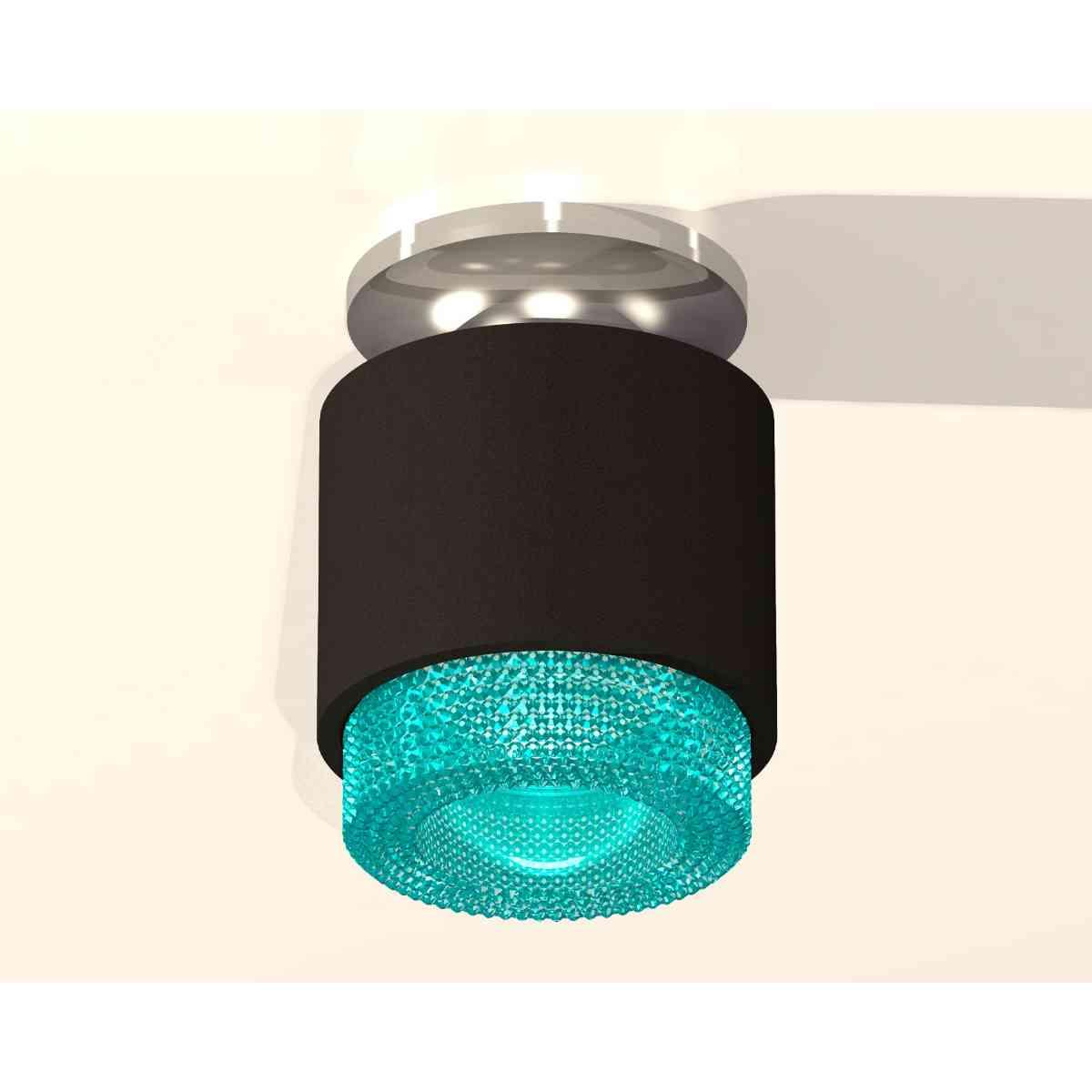 фото комплект накладного светильника ambrella light techno spot xs7511082 sbk/psl/bl черный песок/серебро полированное/голубой (n7927, c7511, n7194) | 220svet.ru