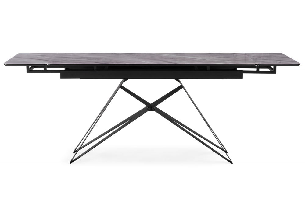 фото стол стеклянный раскладной woodville блэкберн 140(200)х80 кристл серый мрамор 625937 | 220svet.ru