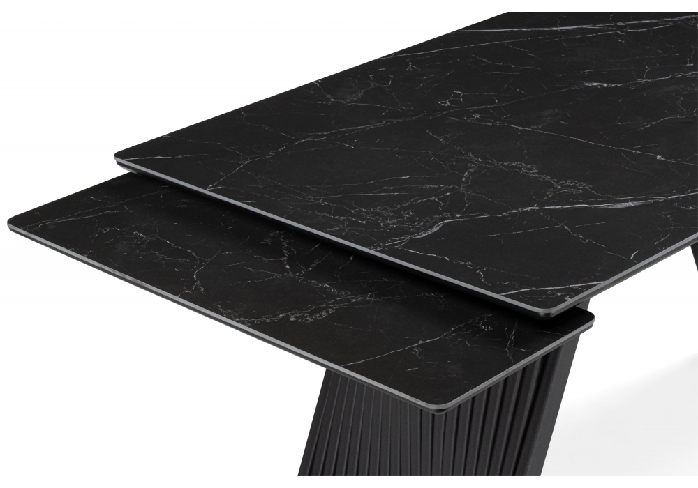 фото керамический стол раскладной woodville вейв 160(220)х89 черный мрамор shakespeare black / черный 626053 | 220svet.ru