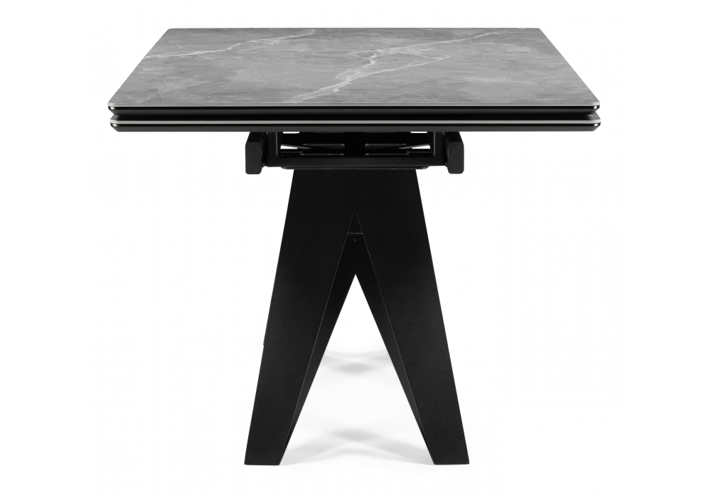 фото керамический стол раздвижной woodville блэкберн 140(200)х80 серый мрамор larka grey / черный 625933 | 220svet.ru