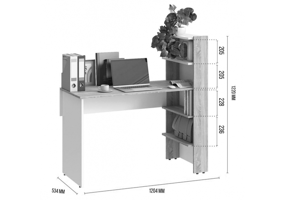 фото компьютерный стол woodville арлет сонома / белый 602814 | 220svet.ru
