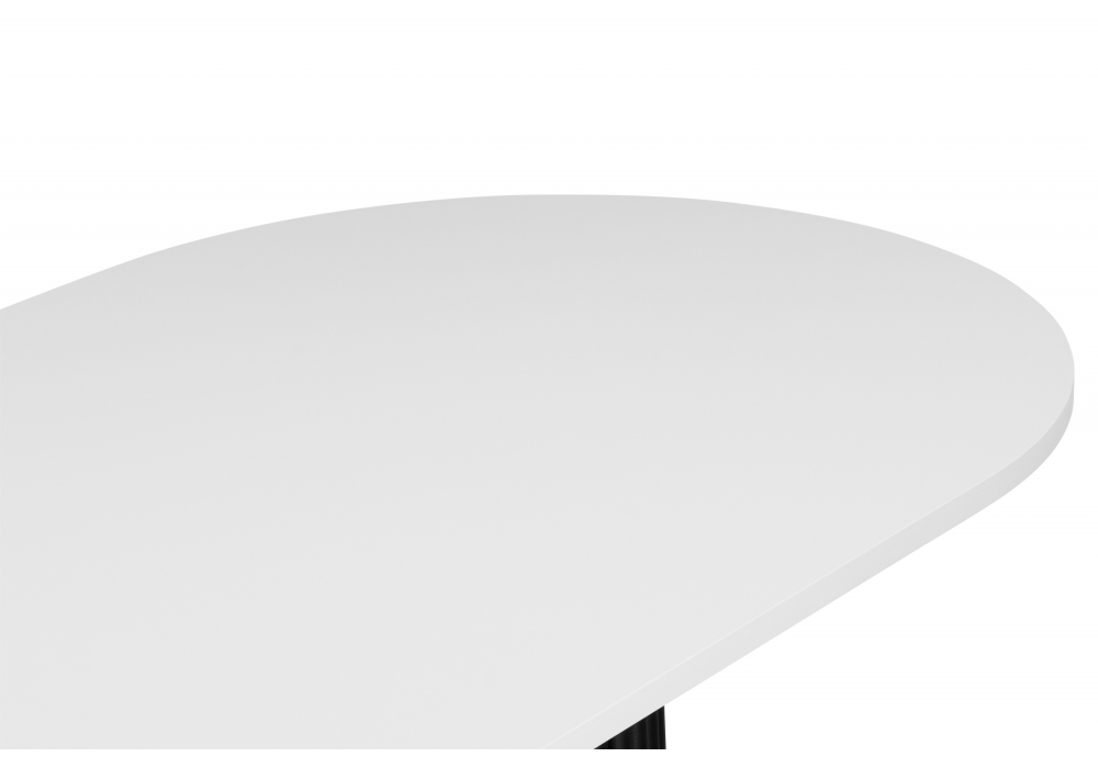 фото стол деревянный woodville барон о 160х90 белая пленка шагрень / черные ноги 620188 | 220svet.ru